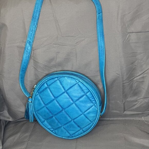 Giani Bernini, Vintage Leather Quilted Crossbody, Turquoise - Picture 1 of 6